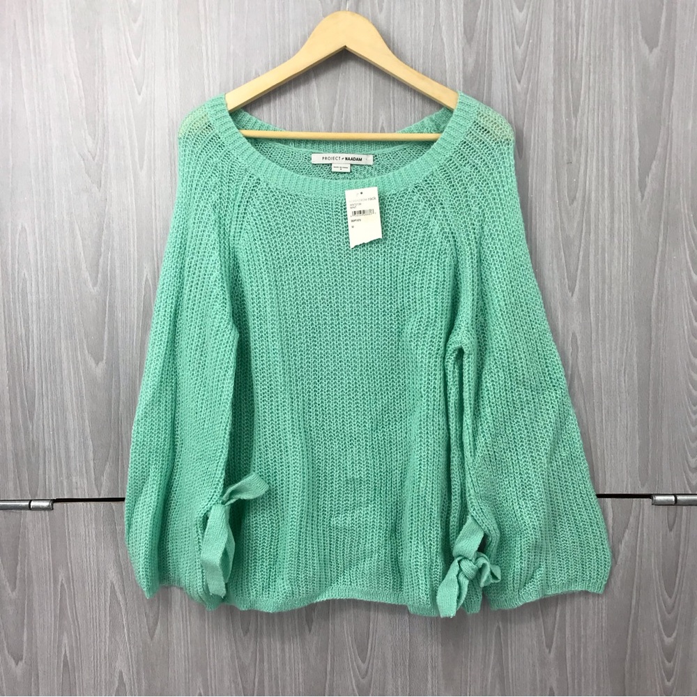 NWT Project Naadam Open Knit Bell Sleeve‎ Tied Sweater Size: Medium